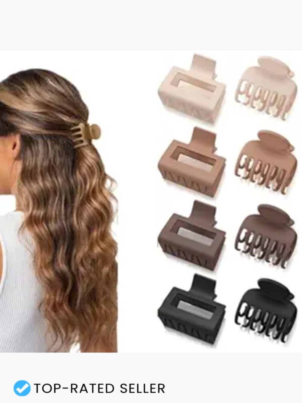 Matte Hair Claws Set Rectangle & Double Row Teeth Non-slip Strong Hold